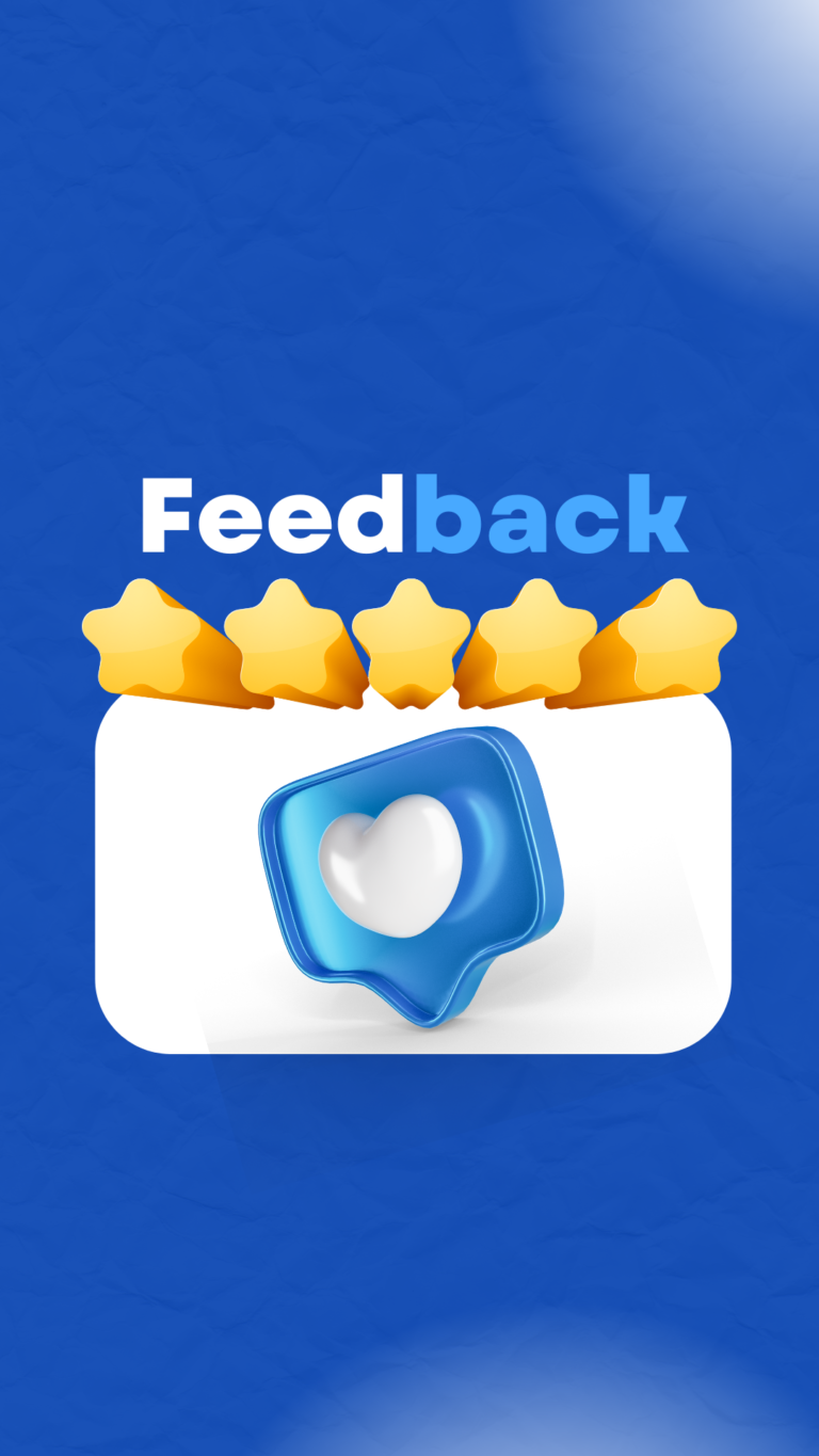 Feedback empresas simples azul com foto story do instagram